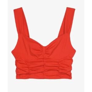 The Kooples Red Ruched Sweetheart Neck Cropped Tank Top Size 1
